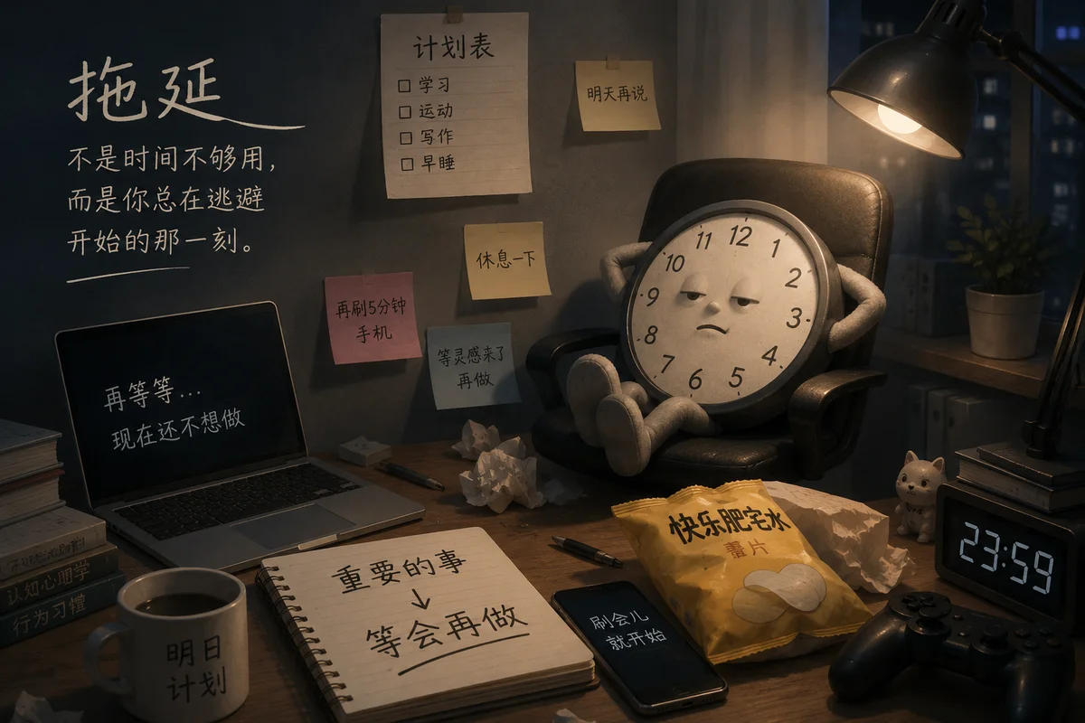 一张关于拖延的配图